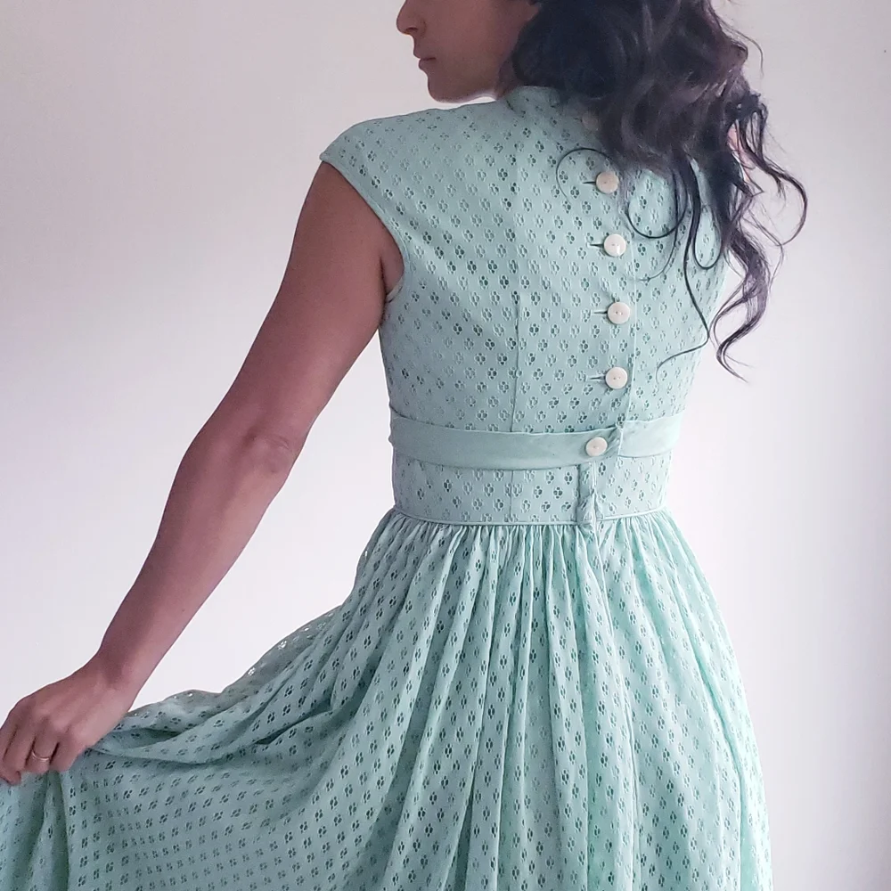 1950s Vintage Dress Jacket Set KerryBrooke by JC Penney's  Atomic Mint - Picture 3 of 15